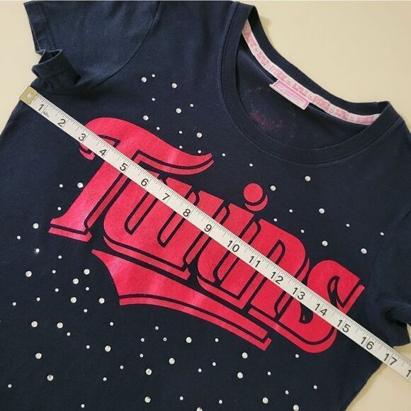 Pink Victoria's Secret Navy Minnesta Twins Embellished Crew Short Sleeve Tee - Picture 3 of 12